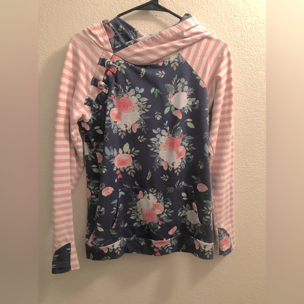 Floral/Stripped Hoodie